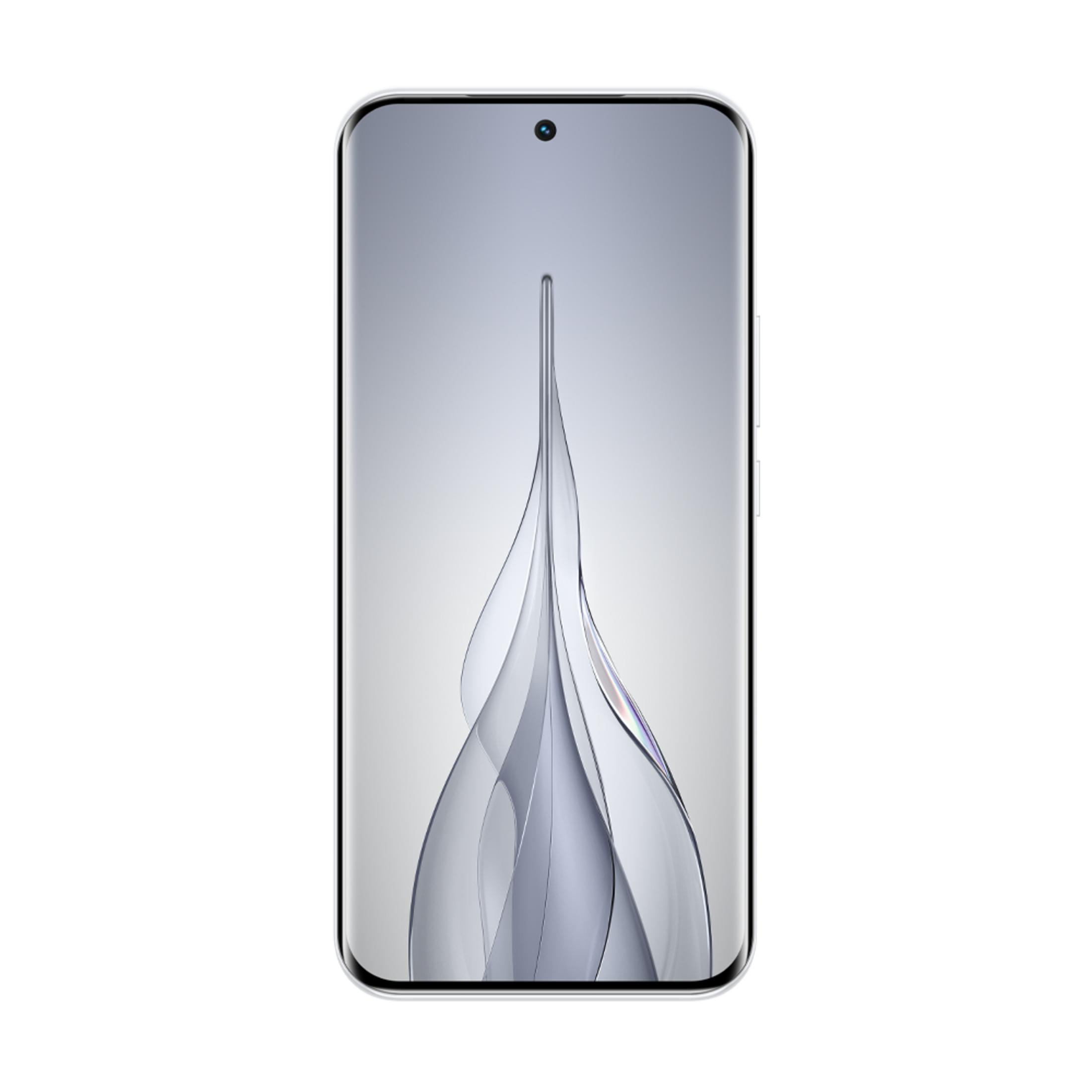 Soyut, gri duvar kağıdı olan şık bir akıllı telefon.