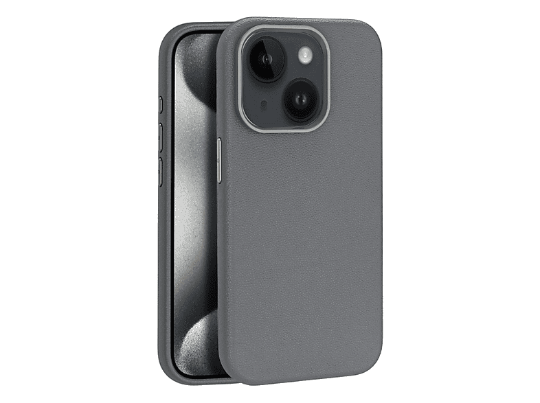 NEWFACE iPhone 15 Uyumlu   Wonder Deri Magsafe Kapak Telefon Kılıfı Titan Gri