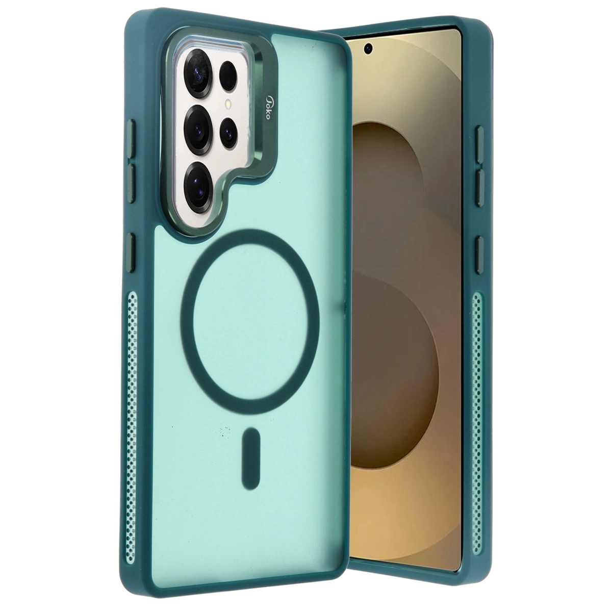 NEWFACE Samsung Galaxy S25 Ultra Uyumlu Flet Lens Magsafe Kapak Telefon Kılıfı Koyu Yeşil