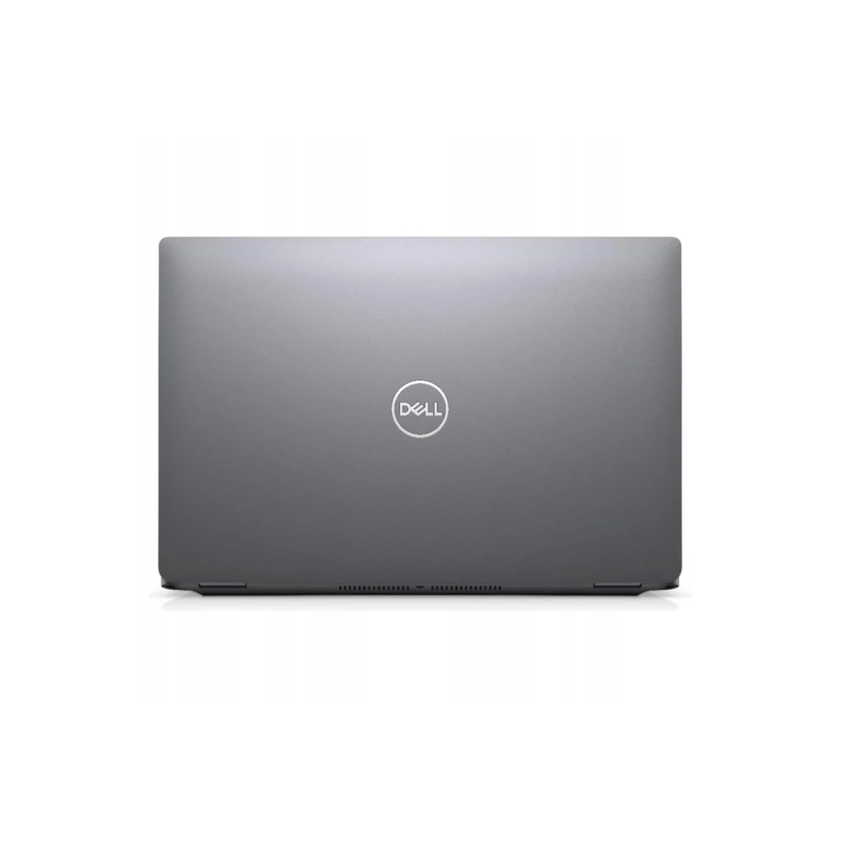 Geschlossener grauer Dell Laptop mit silbernem Logo auf dem Deckel.