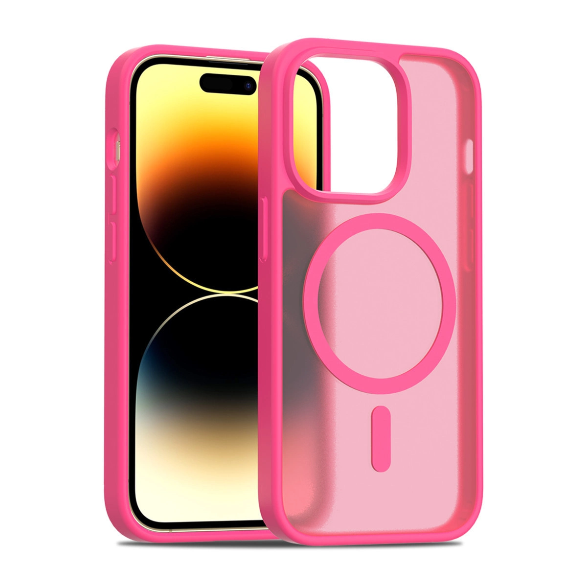 Akıllı telefonda manyetik halkalı pembe telefon kılıfı.