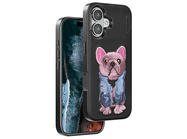 NEWFACE iPhone 16 Uyumlu Cute Desenli Kapak Telefon Kılıfı Siyah