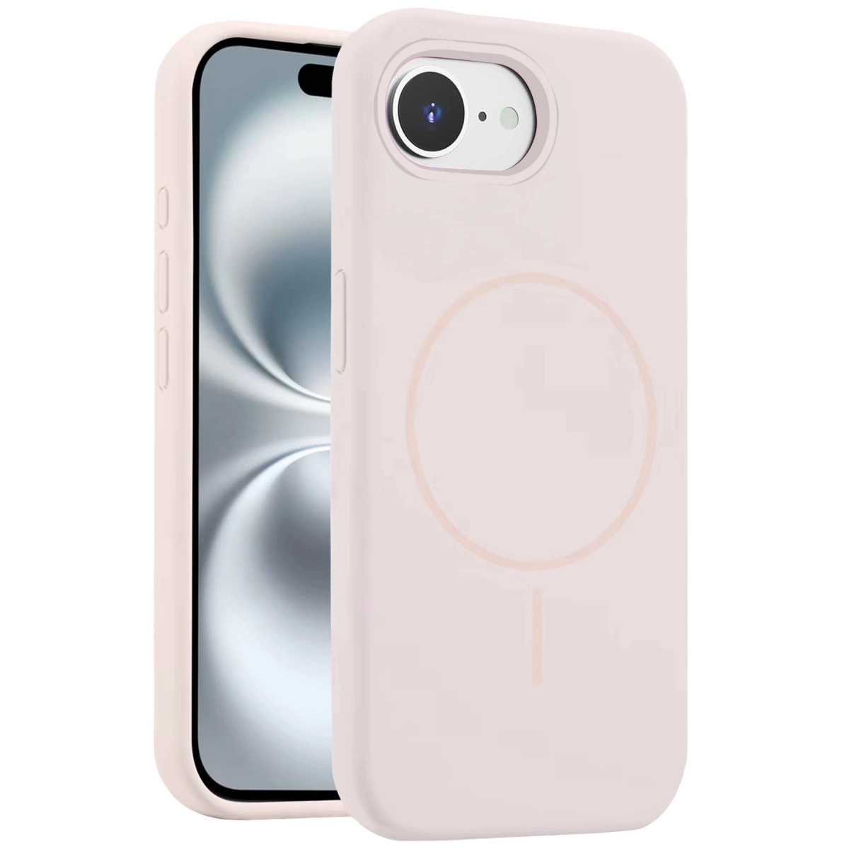 İçinde telefon olan açık pembe telefon kılıfı.