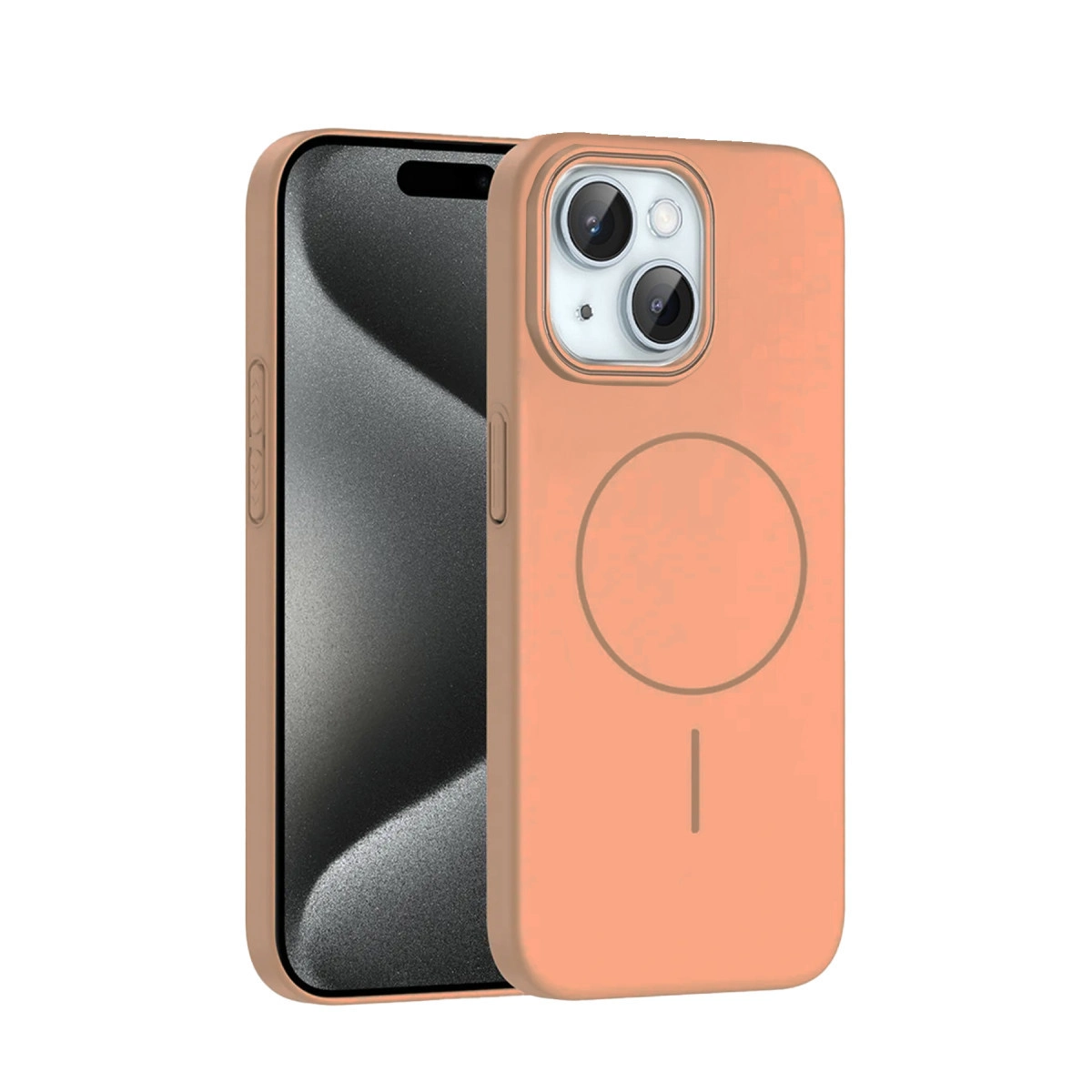 NEWFACE iPhone 15 Plus Uyumlu Broş Magsafe Kapak Telefon Kılıfı Çöl Titanyum
