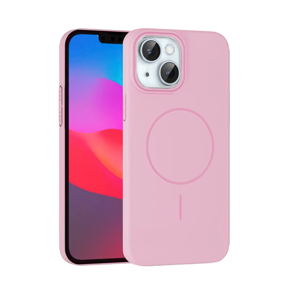 NEWFACE iPhone 15 Plus Uyumlu Broş Magsafe Kapak Telefon Kılıfı Pembe