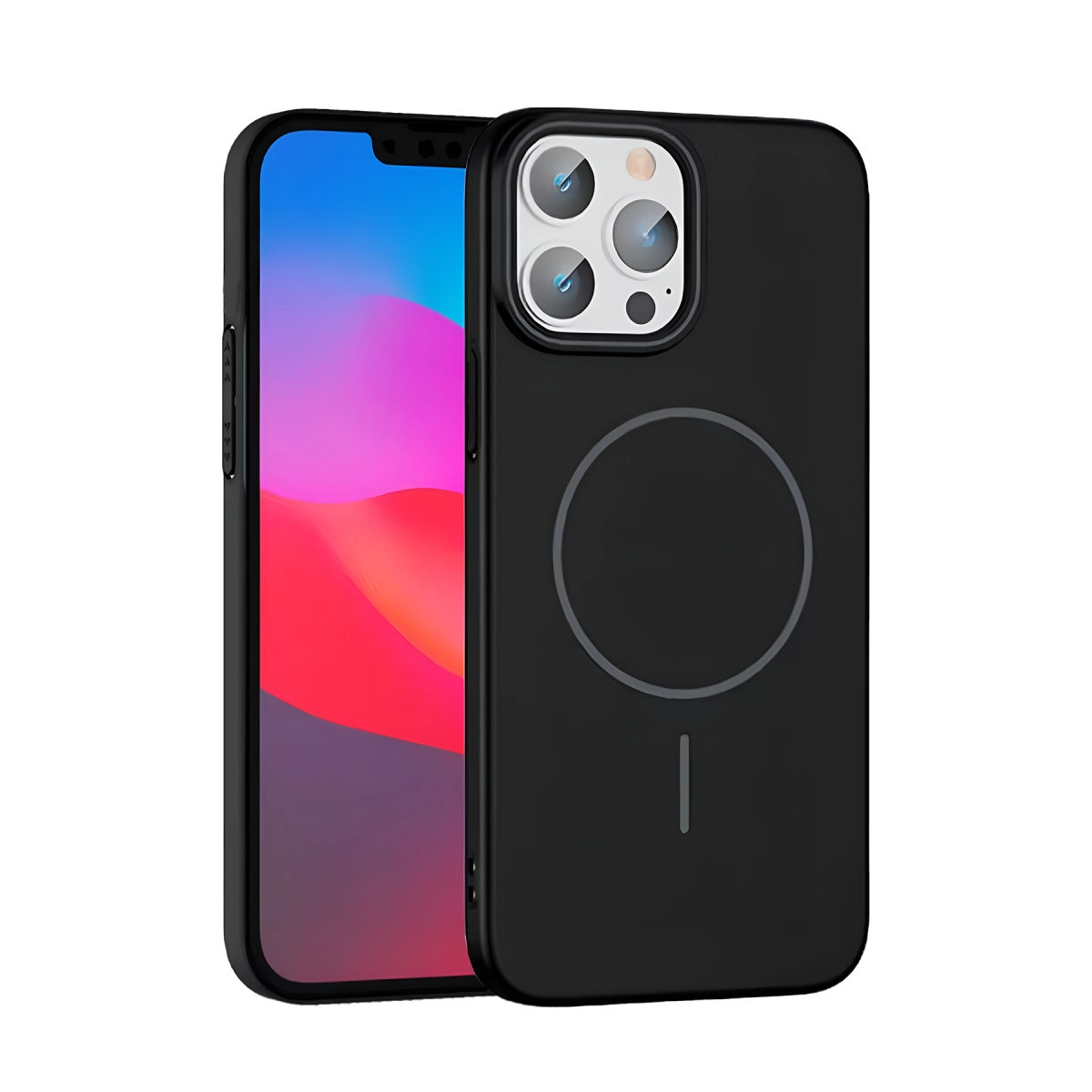 NEWFACE iPhone 15 Pro Max Uyumlu Broş Magsafe Kapak Telefon Kılıfı Siyah
