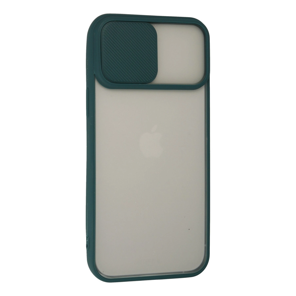 Kamera pencereli ve Apple logolu yeşil telefon kılıfı.