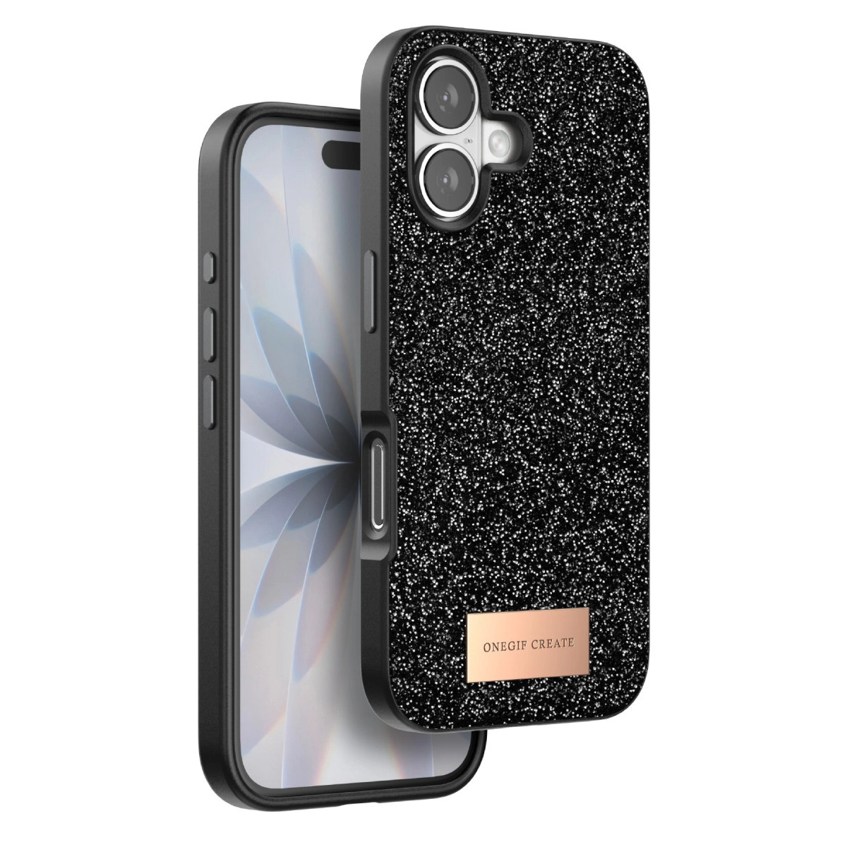 NEWFACE iPhone 17 Uyumlu Bright Simli Kapak Telefon Kılıfı Siyah