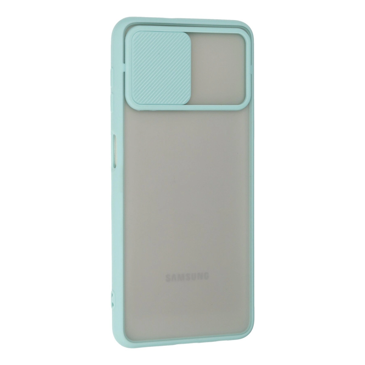 Kayar kapaklı turkuaz telefon kılıfı.