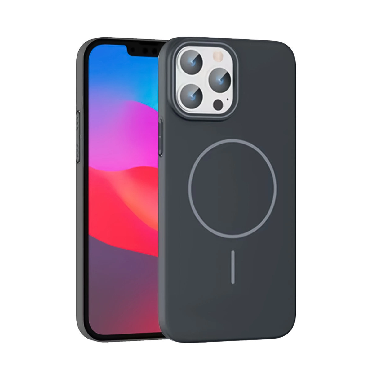 NEWFACE iPhone 15 Pro Max Uyumlu Broş Magsafe Kapak Telefon Kılıfı Füme