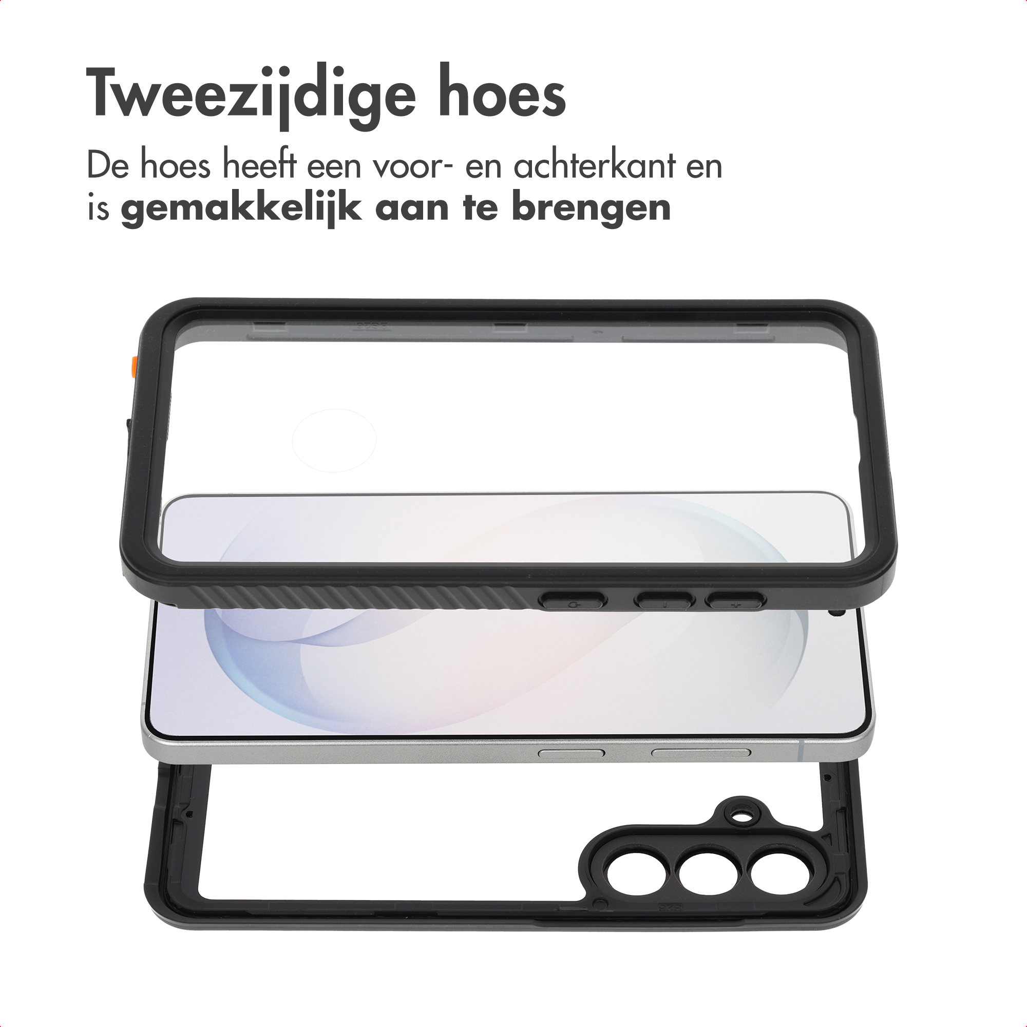 Coque de téléphone double face : avant et arrière, facile à fixer.
