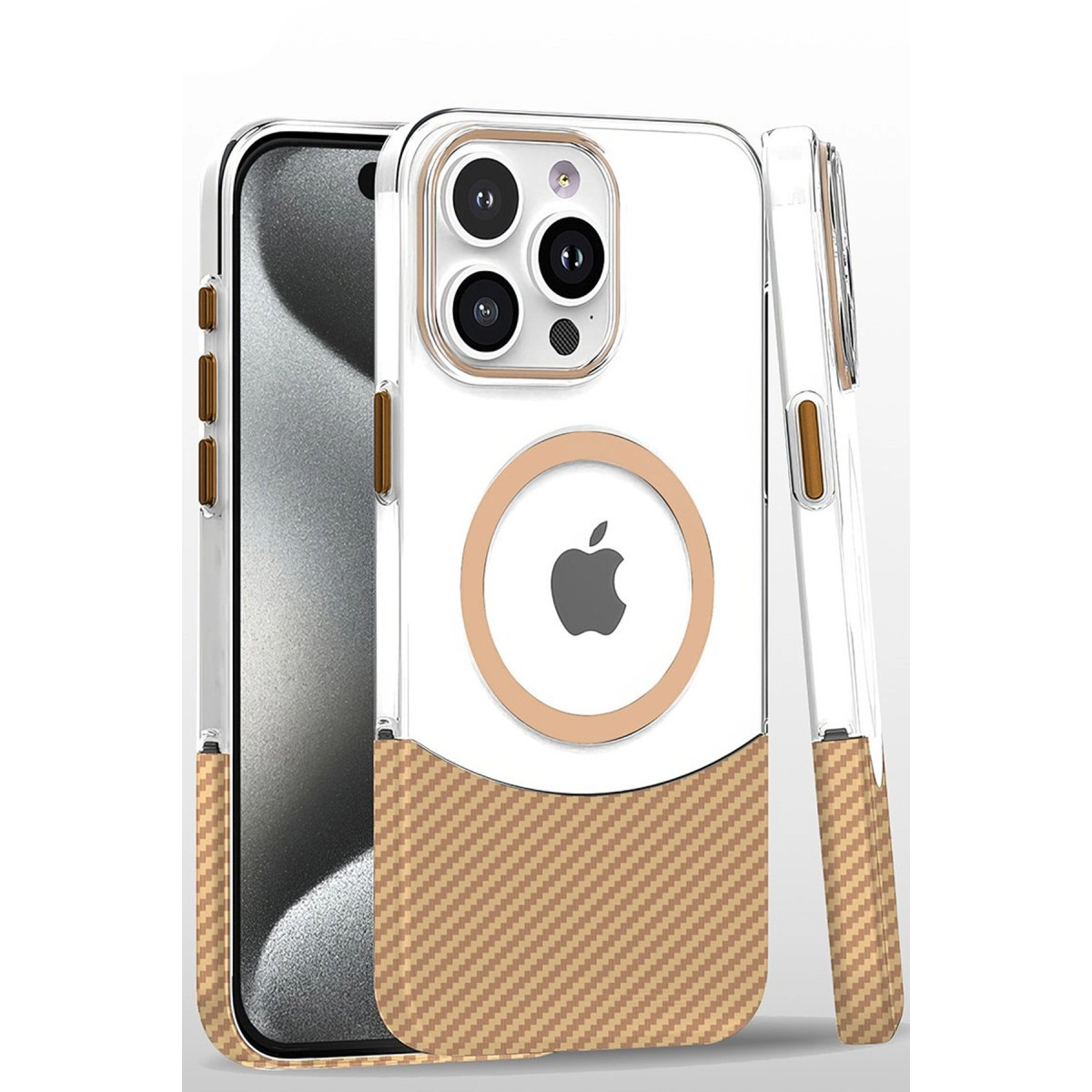 NEWFACE iPhone 16 Pro Uyumlu Carbon Puzzle Magsafe Kapak Telefon