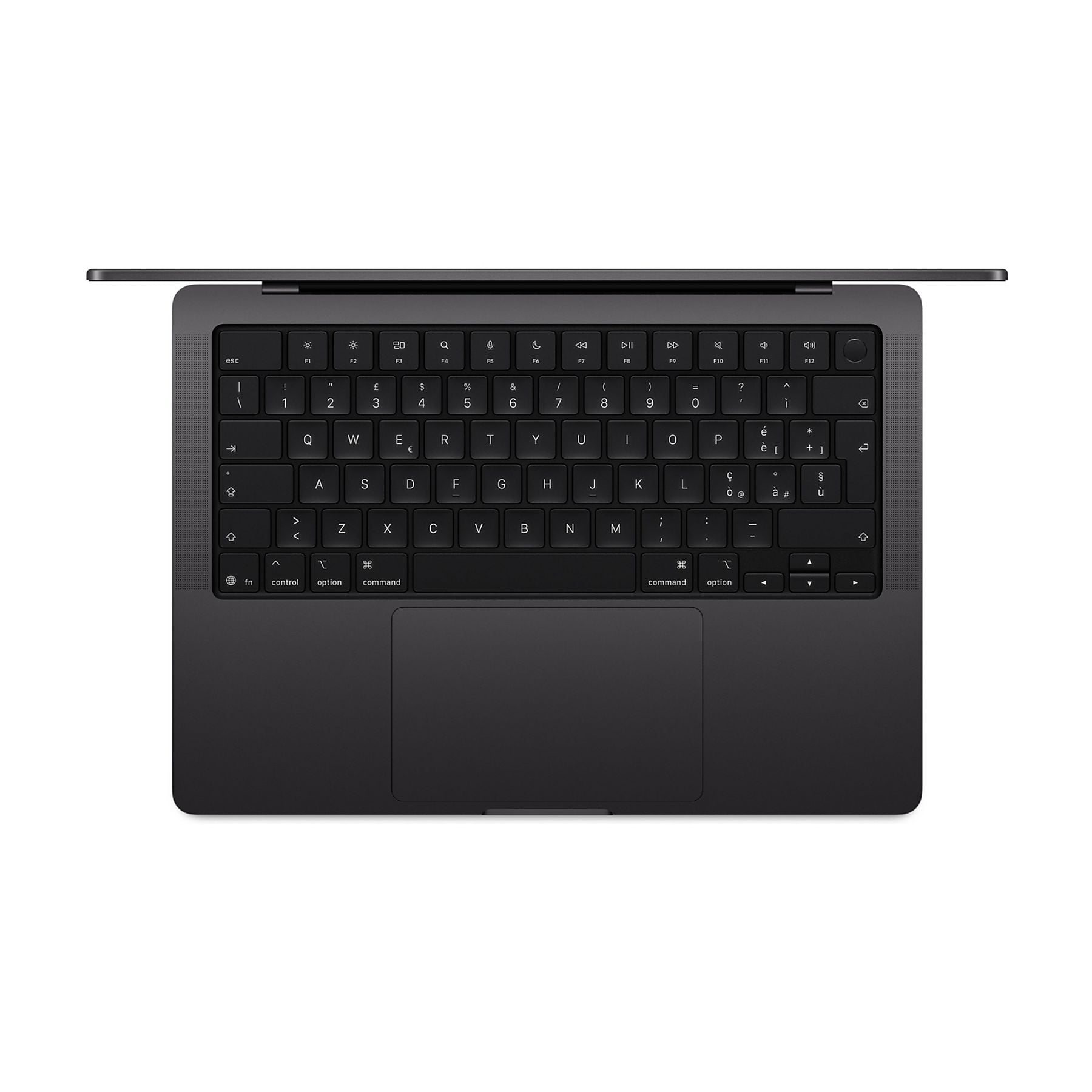 Ciemny laptop z otwartym ekranem, pokazujący klawiaturę.