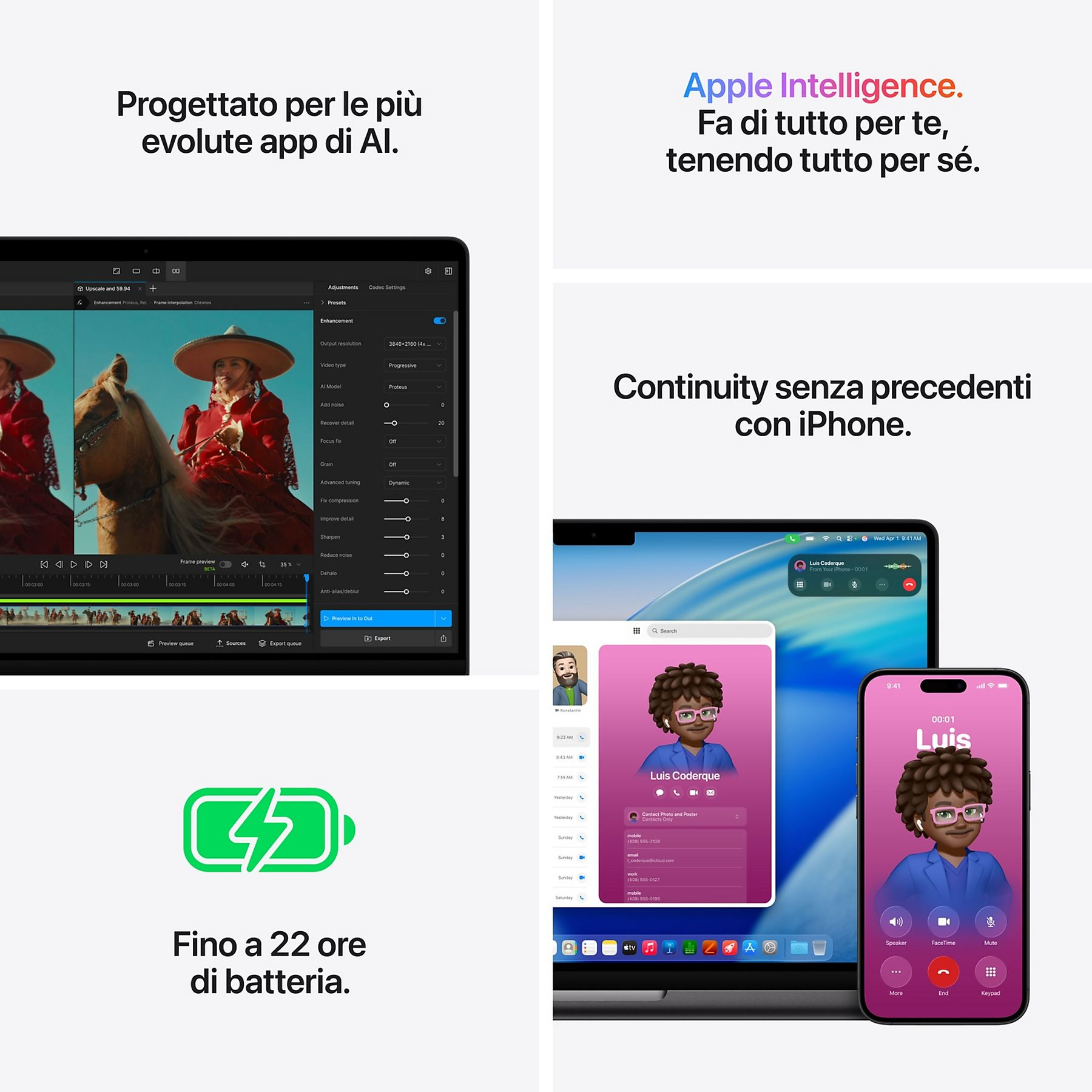 Urządzenia Apple pokazują oprogramowanie AI, rozmowy iPhone i czas pracy baterii.
