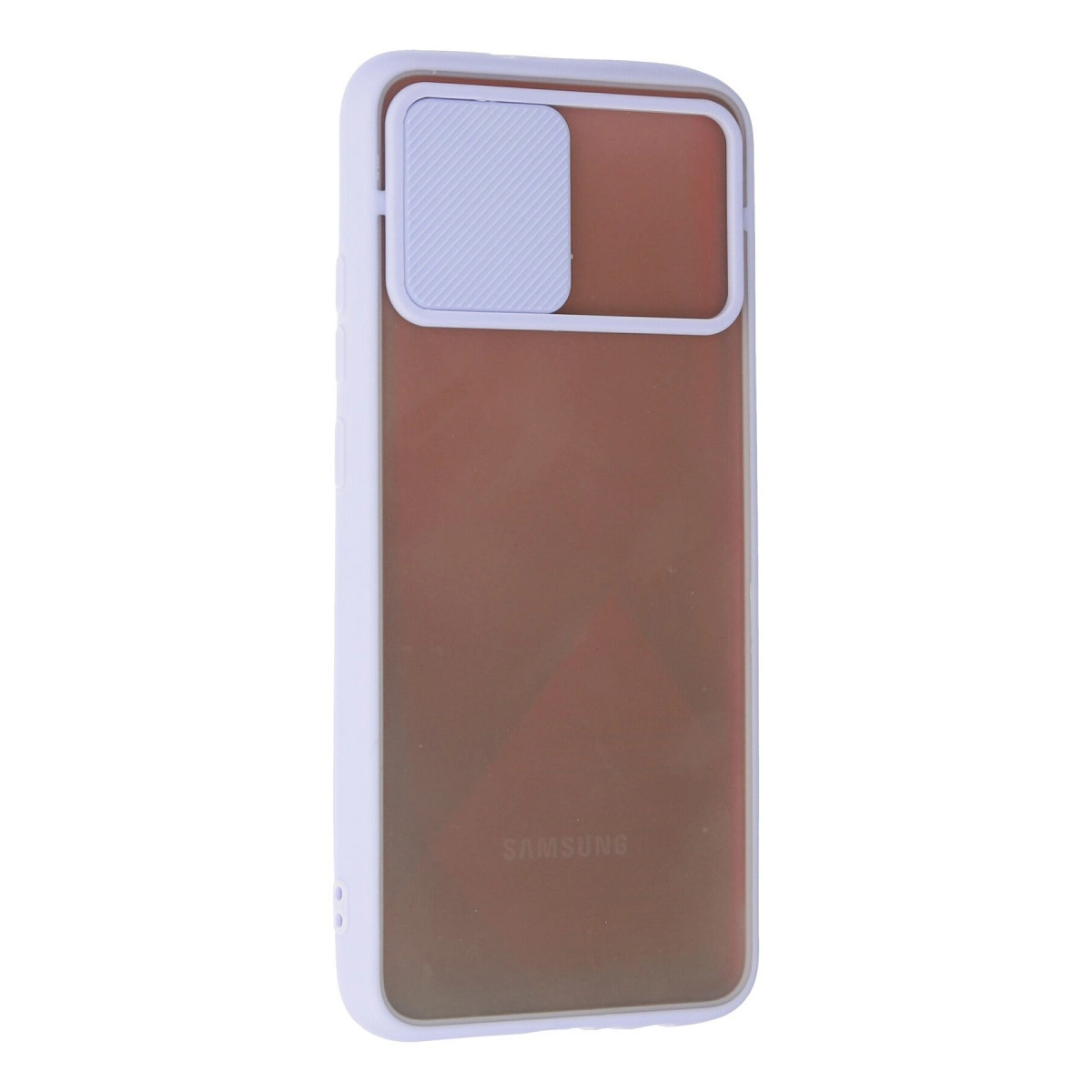 Şeffaf Samsung telefon kılıfı, kaydırılabilir kamera kapağı.