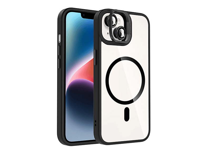 NEWFACE iPhone 15 Plus Uyumlu Remim Lensli Magsafe Standlı Kapak Telefon Kılıfı Siyah
