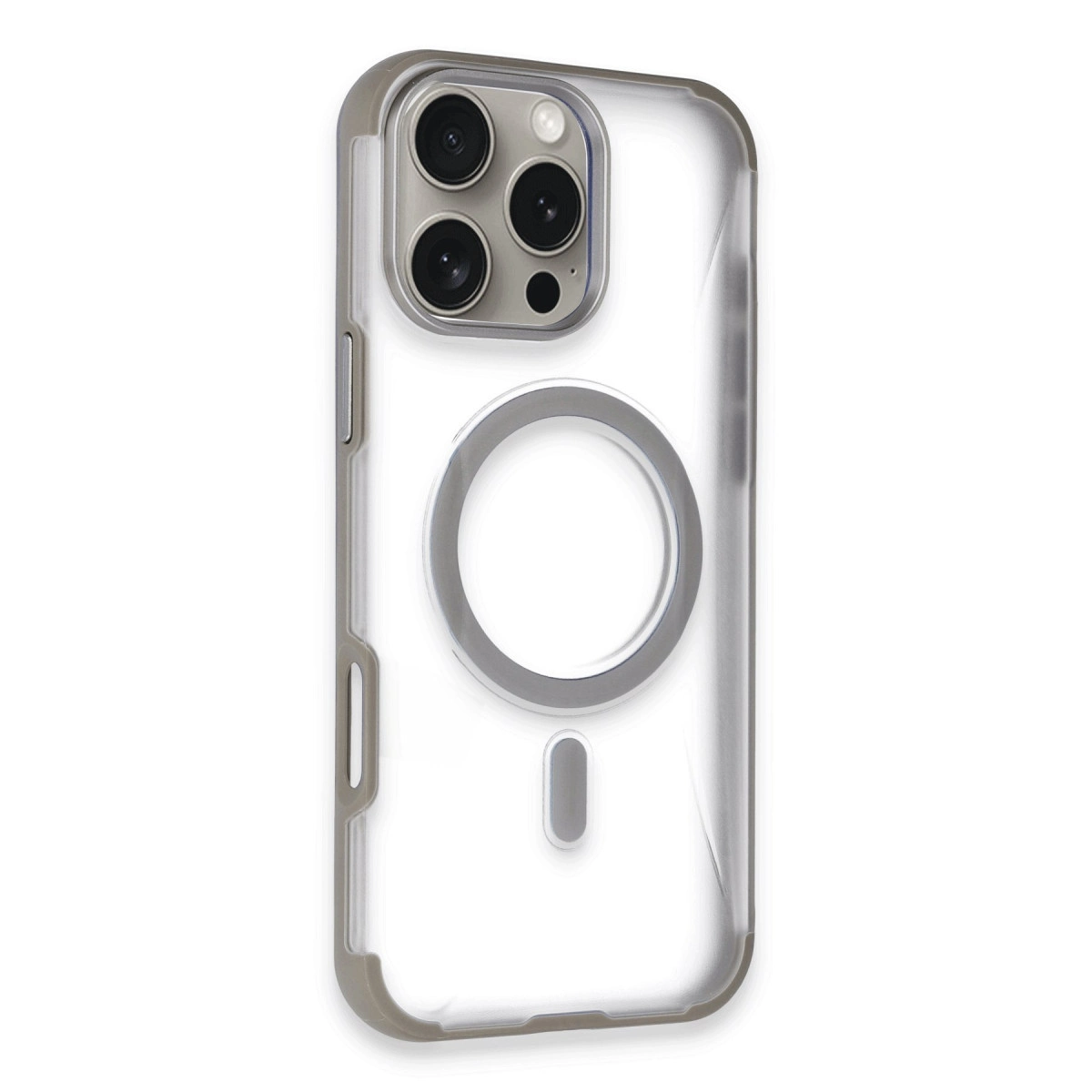 NEWFACE iPhone 14 Pro Max Uyumlu Hilton Magsafe Kapak Telefon Kılıfı Titan Gri
