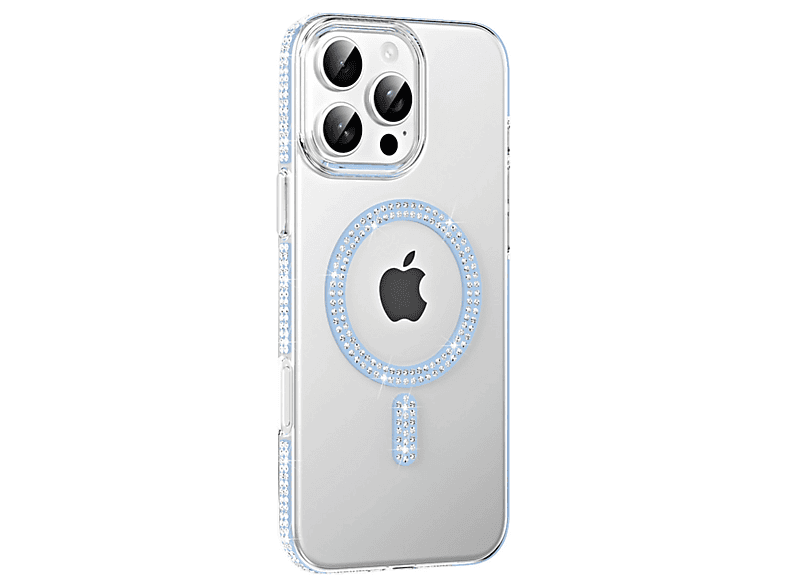 NEWFACE iPhone 16 Pro Max Uyumlu Move Taşlı Magsafe Kapak Telefon Kılıfı Mavi