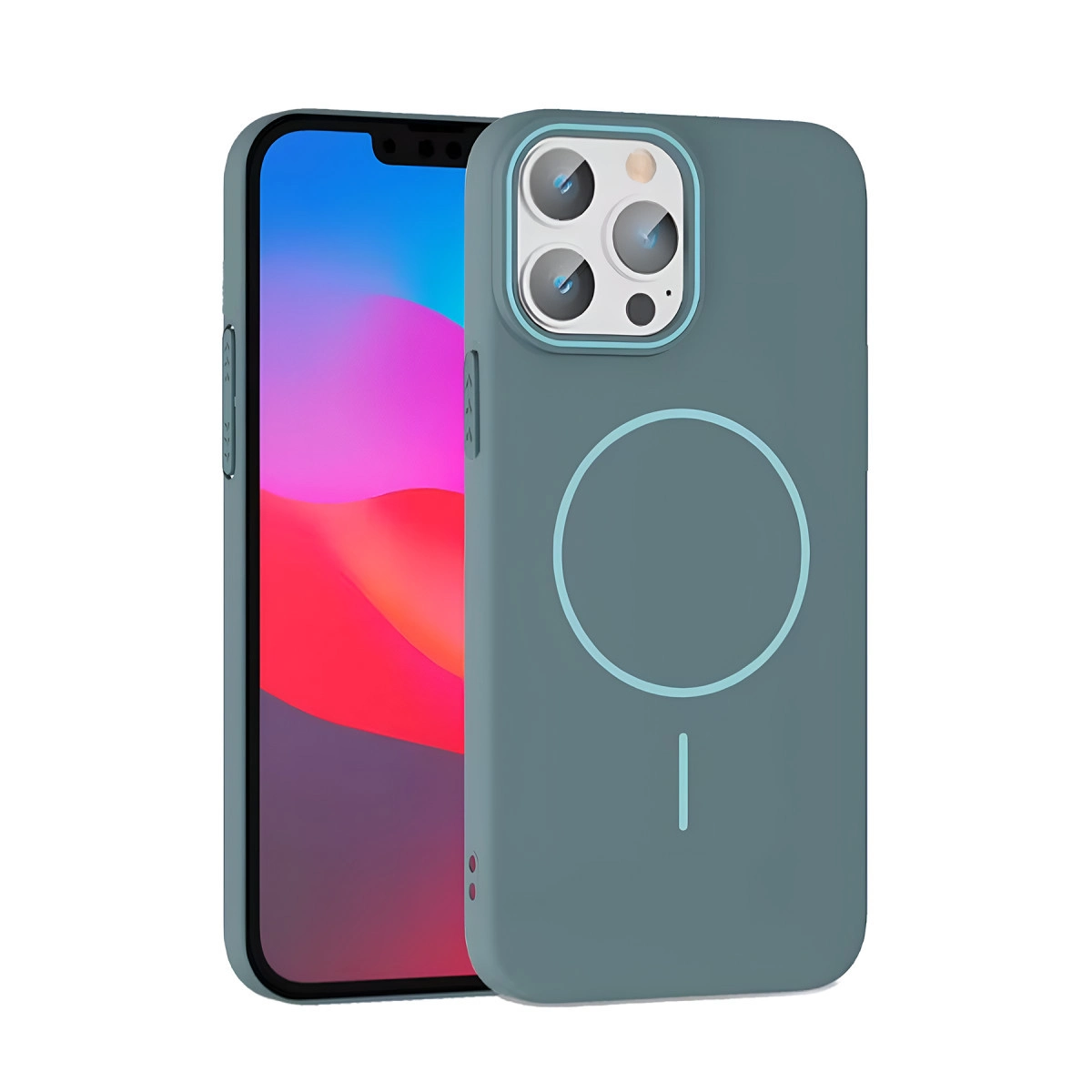 NEWFACE iPhone 15 Pro Max Uyumlu Broş Magsafe Kapak Telefon Kılıfı Turkuaz