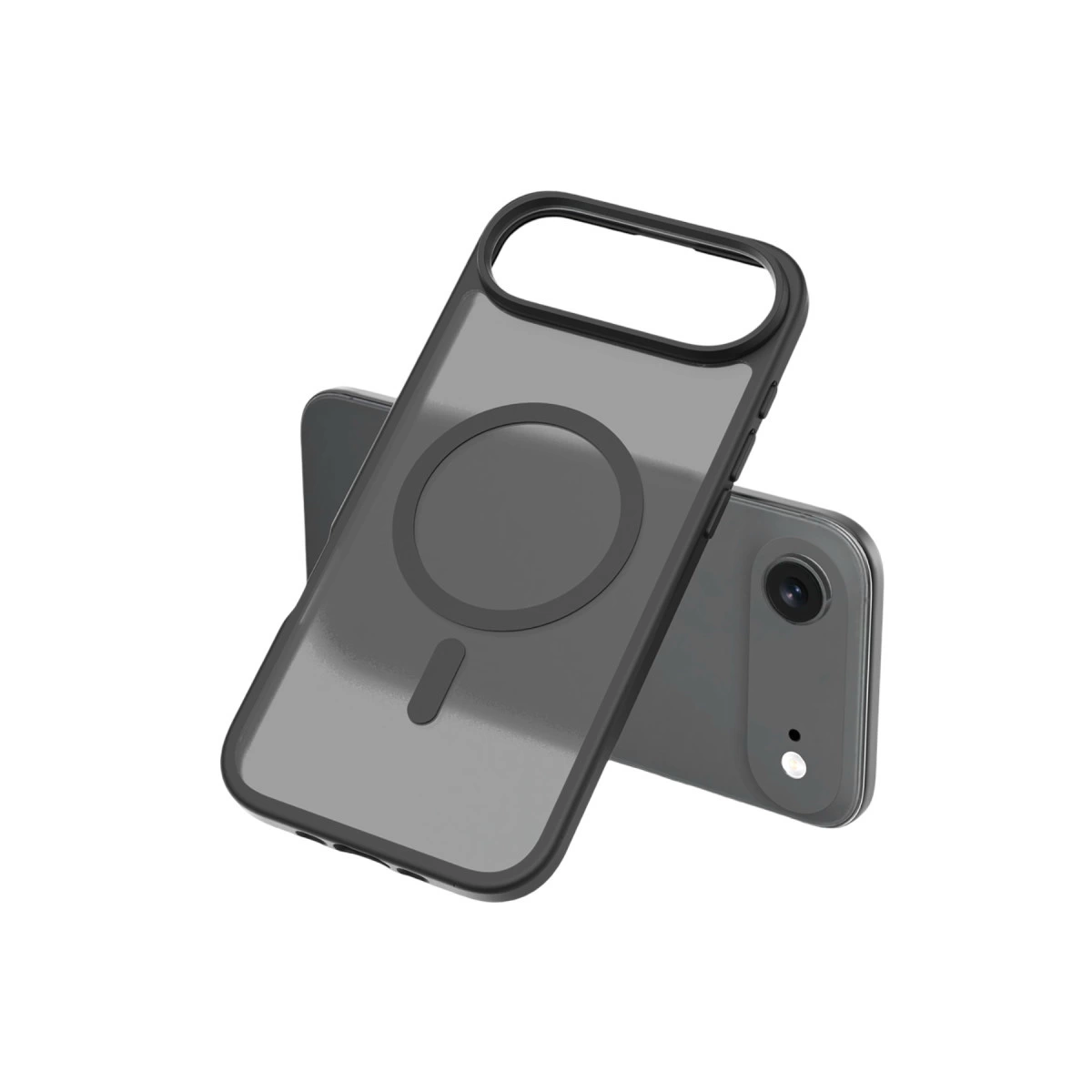 MagSafe halkalı gri telefon kılıfı ve altında bir telefon