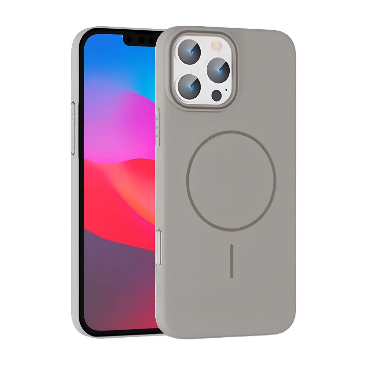 NEWFACE iPhone 16 Pro Max Uyumlu Broş Magsafe Kapak Telefon Kılıfı Titan Gri