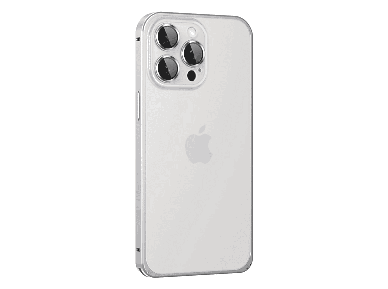 NEWFACE iPhone 15 Pro Max Uyumlu Metal Bumper Mat Kapak Telefon Kılıfı Gümüş