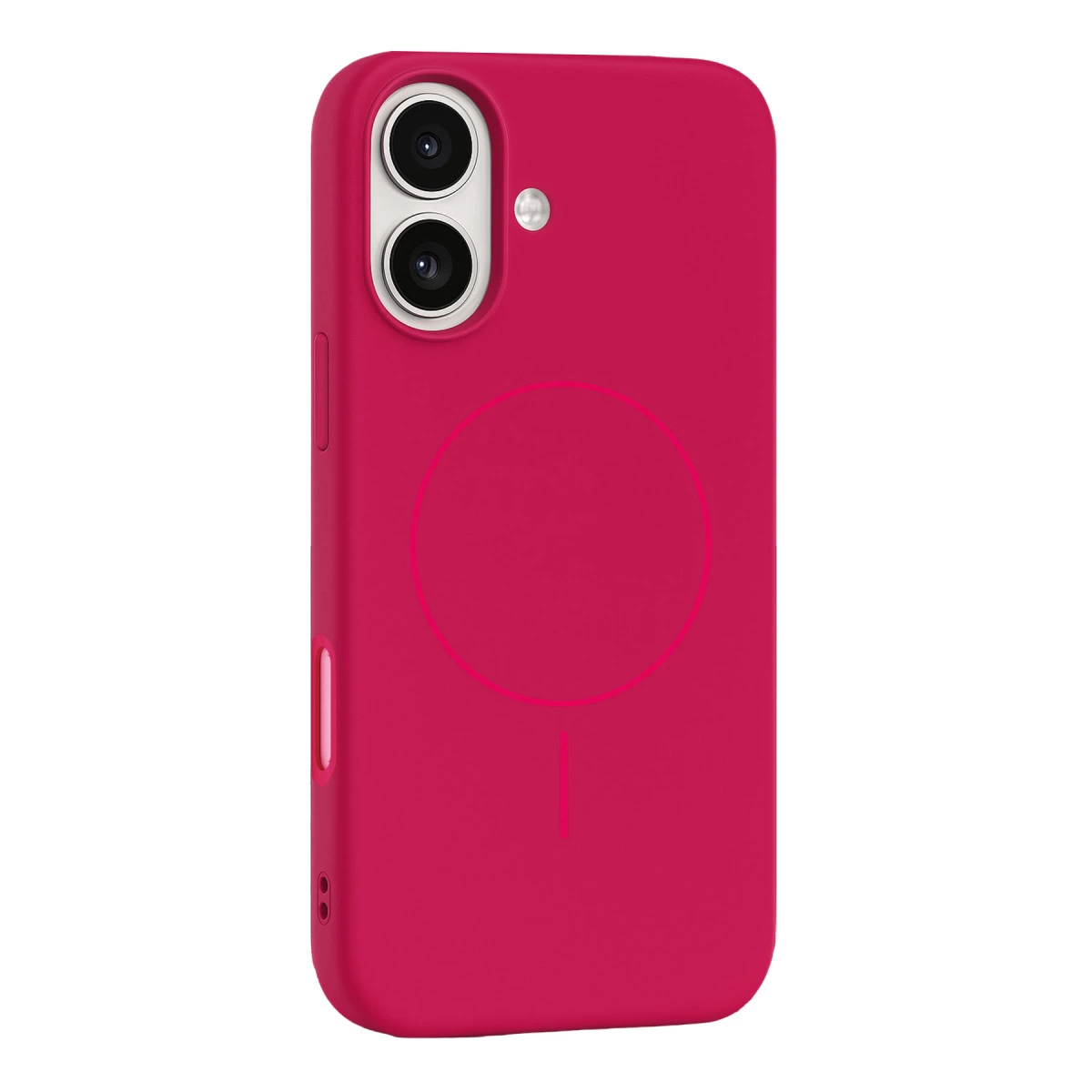 İki kameralı ve dairesel desenli pembe telefon kılıfı.