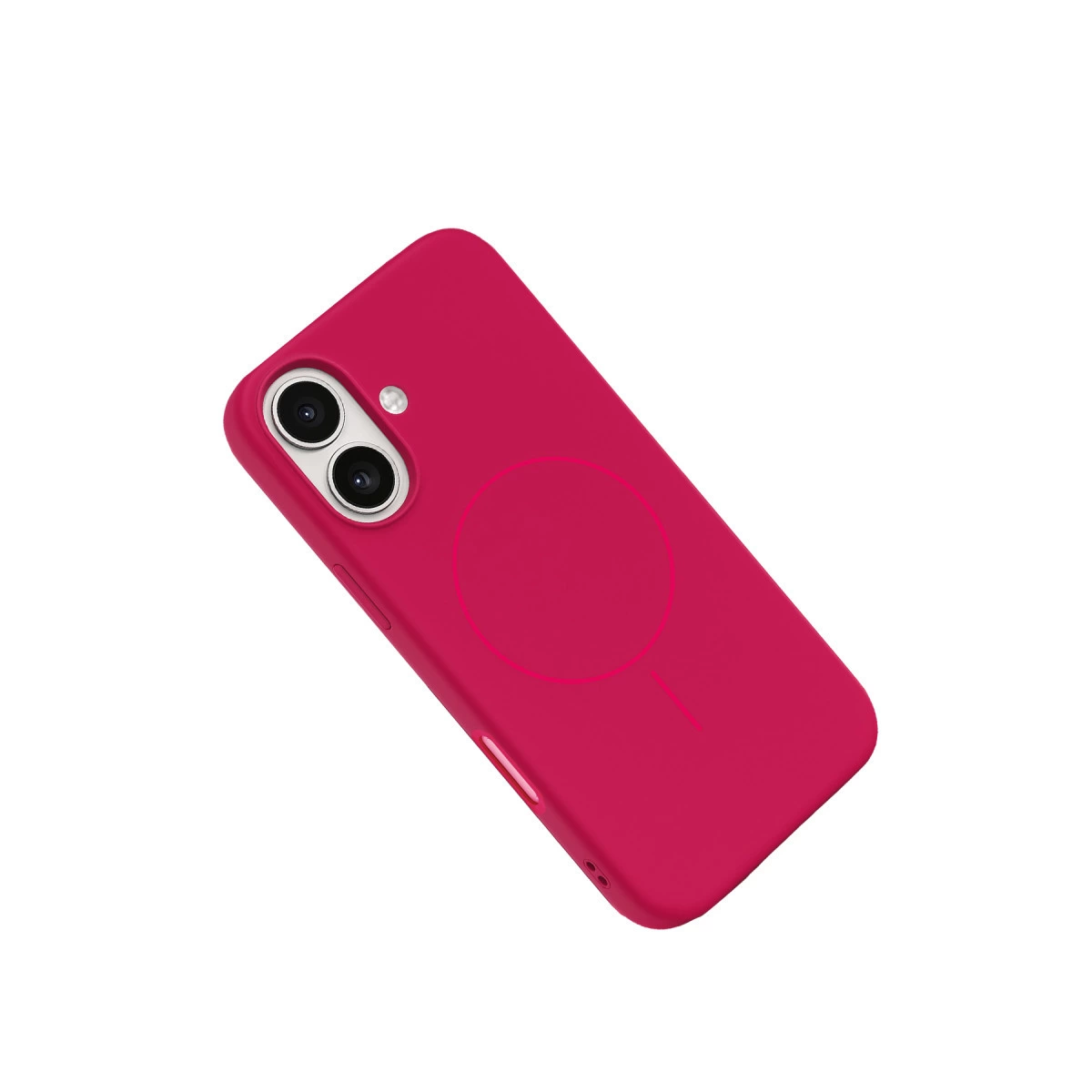Arkada iki kamera ve daire bulunan pembe telefon kılıfı.