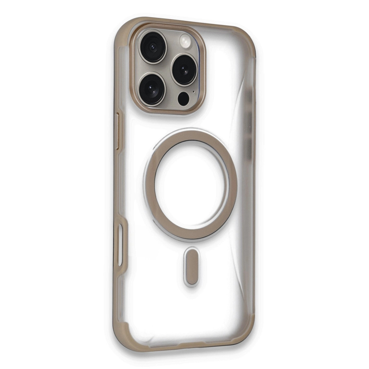 NEWFACE iPhone 16 Pro Uyumlu Hilton Magsafe Kapak Telefon Kılıfı Altın