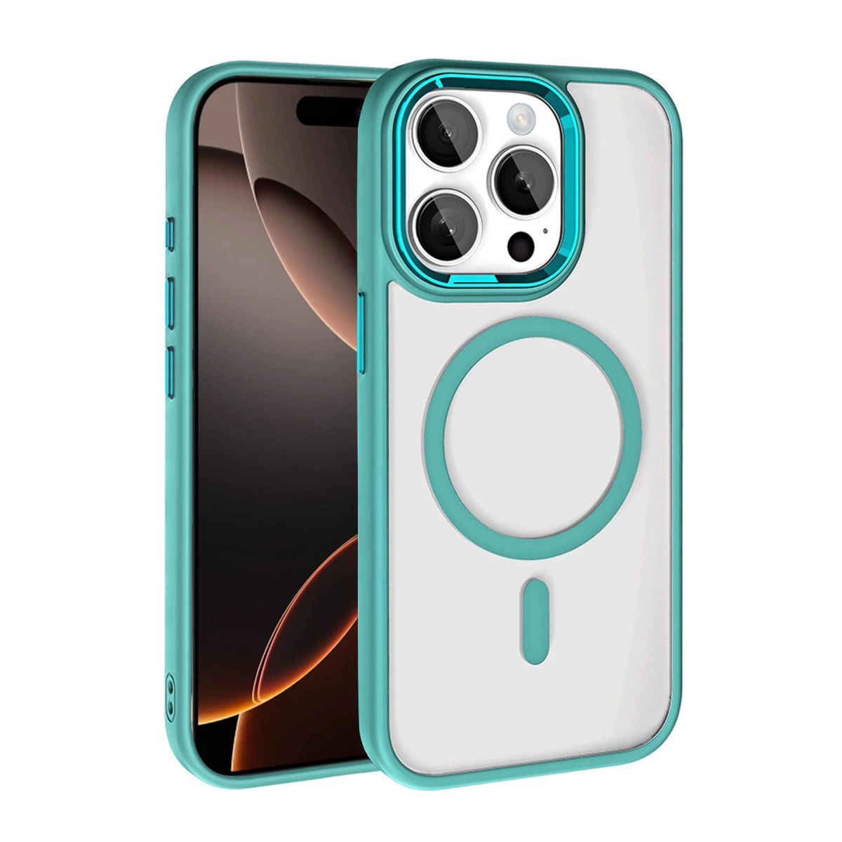 NEWFACE iPhone 15 Pro Max Uyumlu Terea Magsafe Kapak Telefon Kılıfı Yeşil