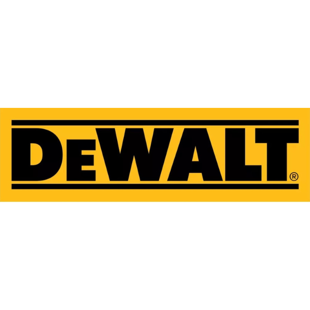 Logo DEWALT na żółtym i czarnym tle.