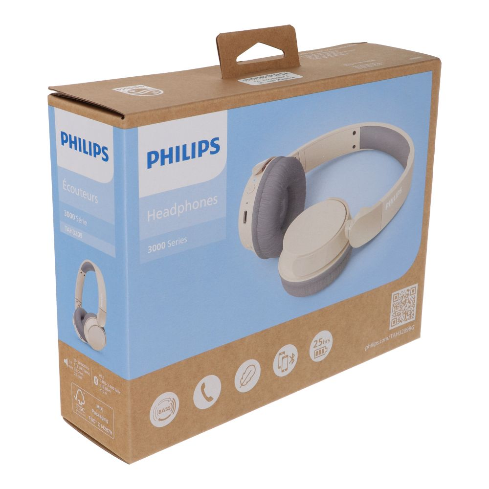 Caja con auriculares Philips Serie 3000 TAH3209.