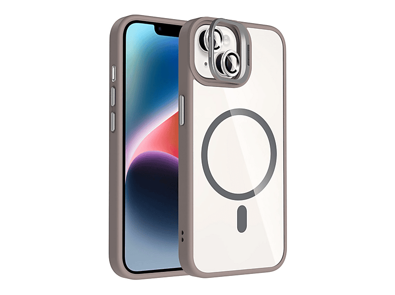 EVIMDEYOKYOK Joko iPhone 14 Uyumlu Remim Lensli Magsafe Standlı Kapak Telefon Kılıfı Titan Gri