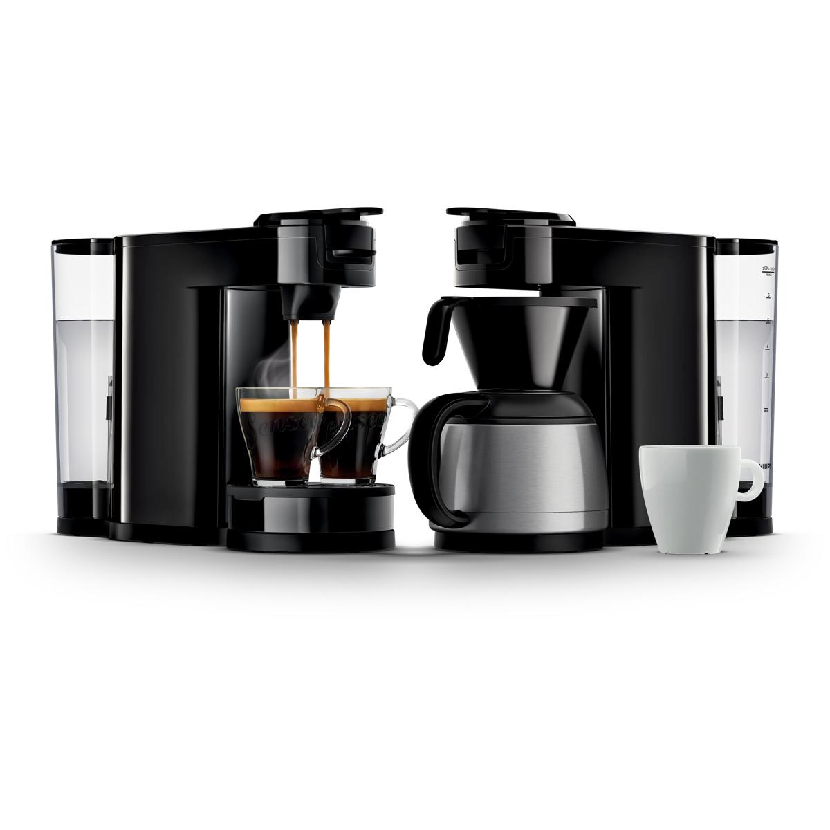 Zwei Kaffeemaschinen: eine für Espresso, eine für Filterkaffee.