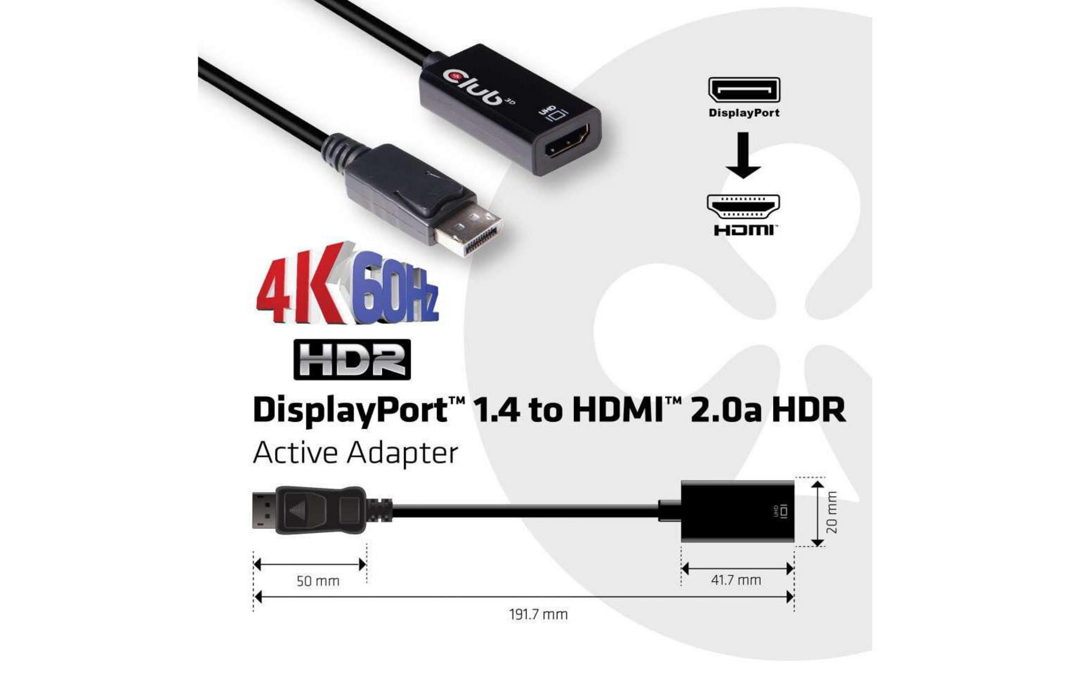 DisplayPort 1.4 zu HDMI 2.0a HDR aktiver Adapter mit 4K 60Hz.