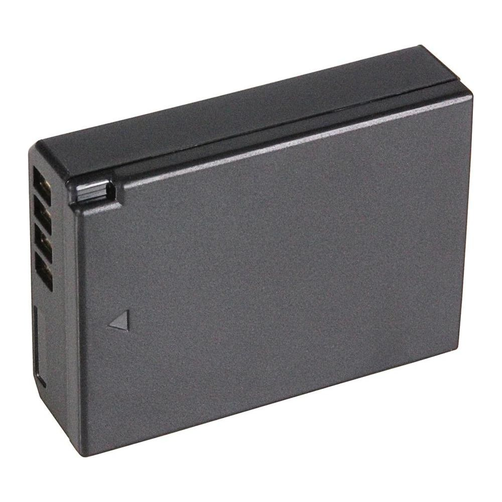 Una batteria nera con contatti di ricarica sul lato sinistro.