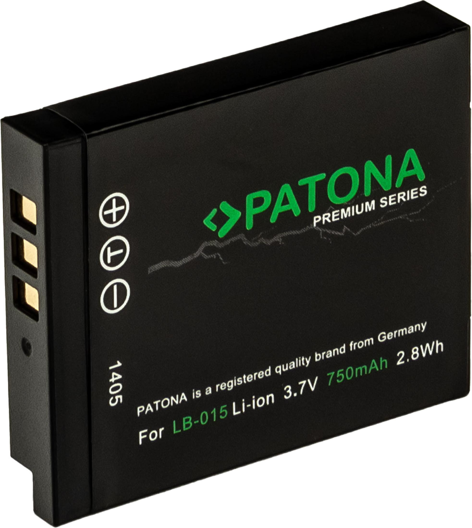 Batteria nera con logo verde PATONA e specifiche tecniche.