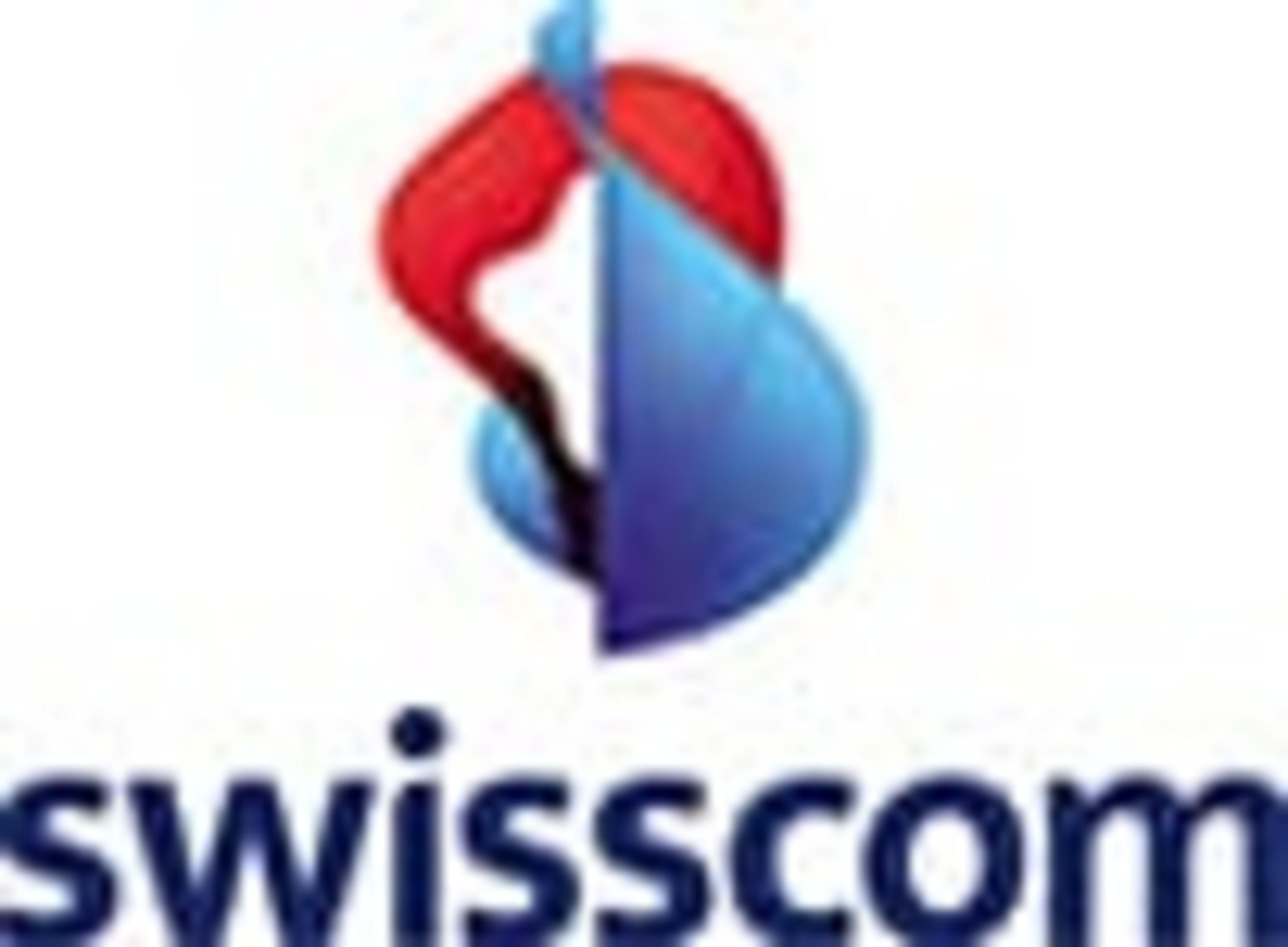 Das Swisscom-Logo mit rotem und blauem Design.