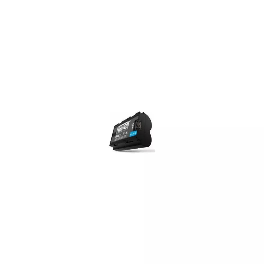 Una batteria nera con etichetta blu con la scritta "Newell Li-ion".