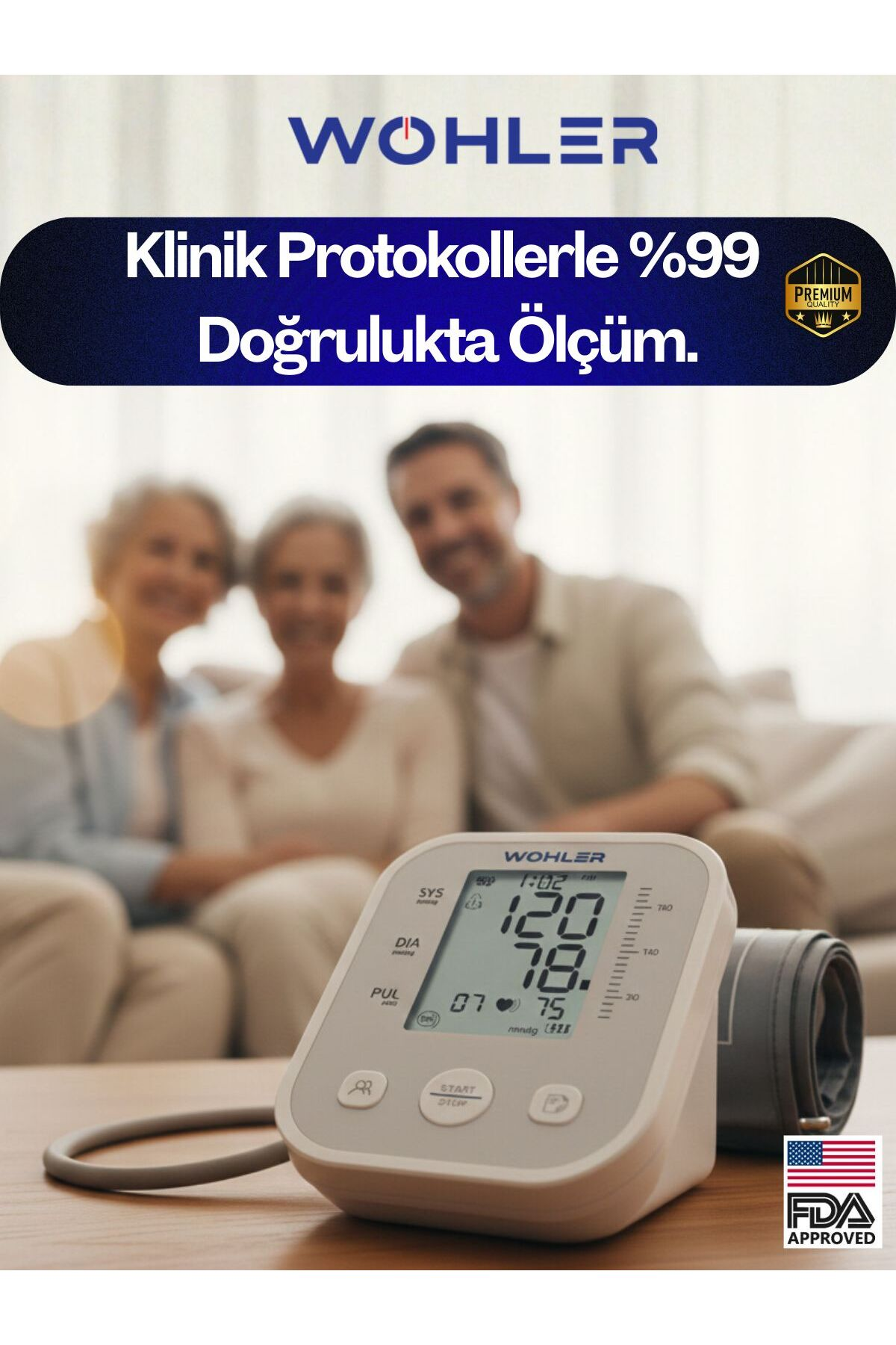 Arkada bir ailenin olduğu Wohler tansiyon aleti.