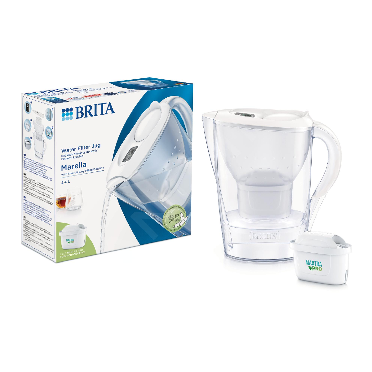 Dzbanek Brita Marella 2,4L z filtrem i jedną zapasową wkładką.