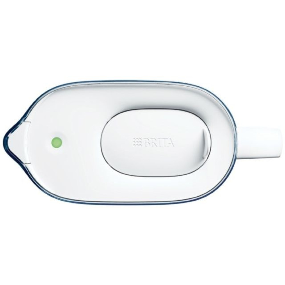 Widok z góry białej pokrywy dzbanka Brita z zielonym wskaźnikiem.