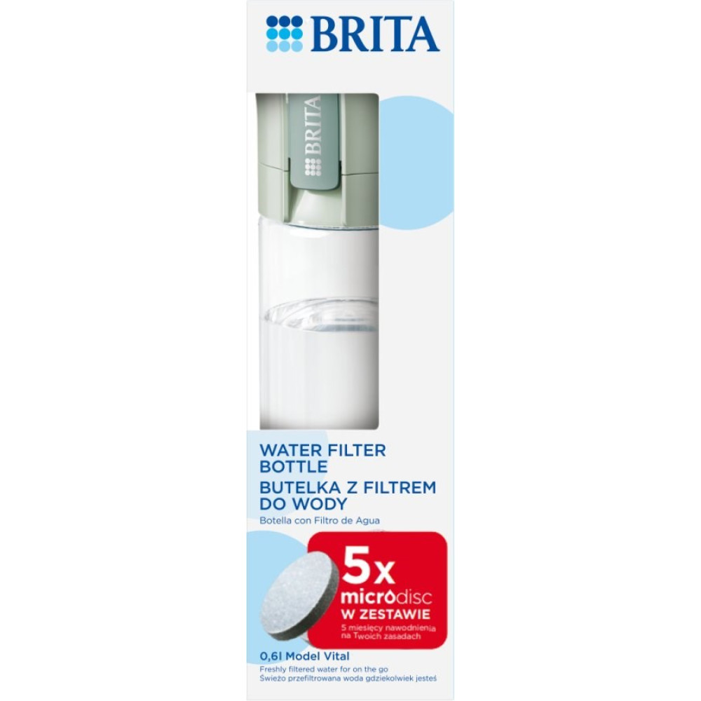 Butelka Brita z filtrem, 0.6L, zawiera 5x filtrów microdisc.