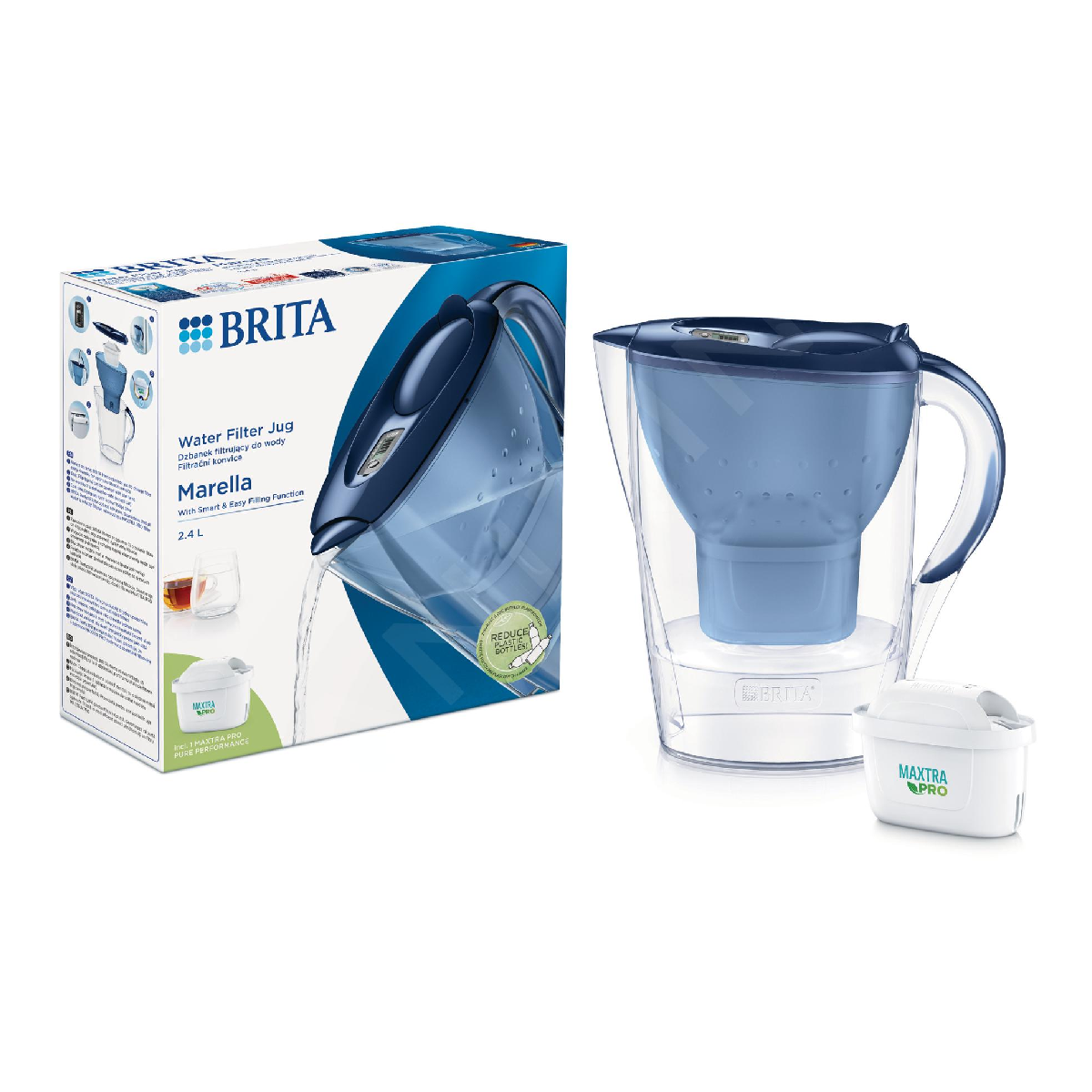 Dzbanek Brita Marella z filtrem zamiennym, pojemność 2,4 L.