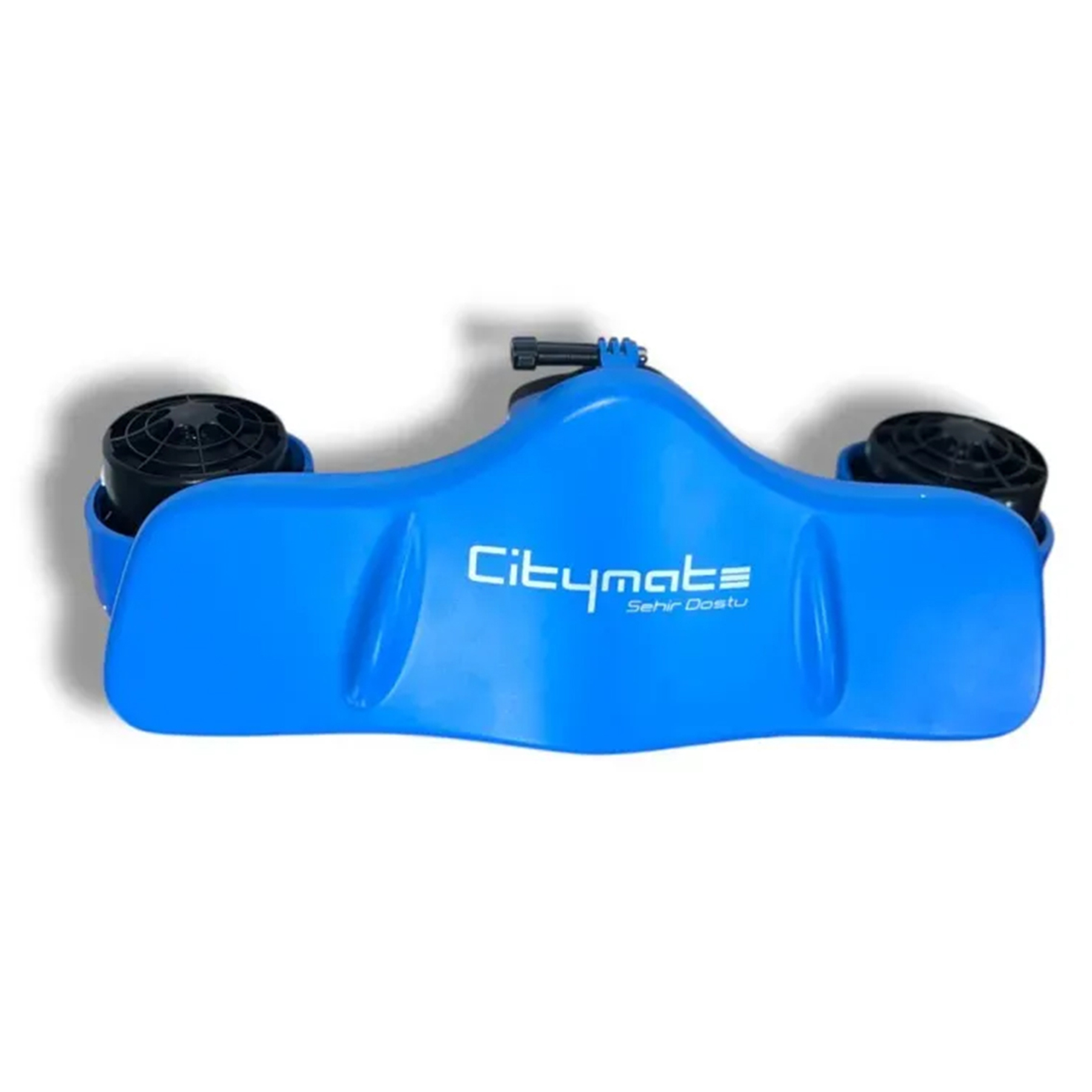 İki siyah fanı ve "Citymate" logosu olan mavi bir cihaz.