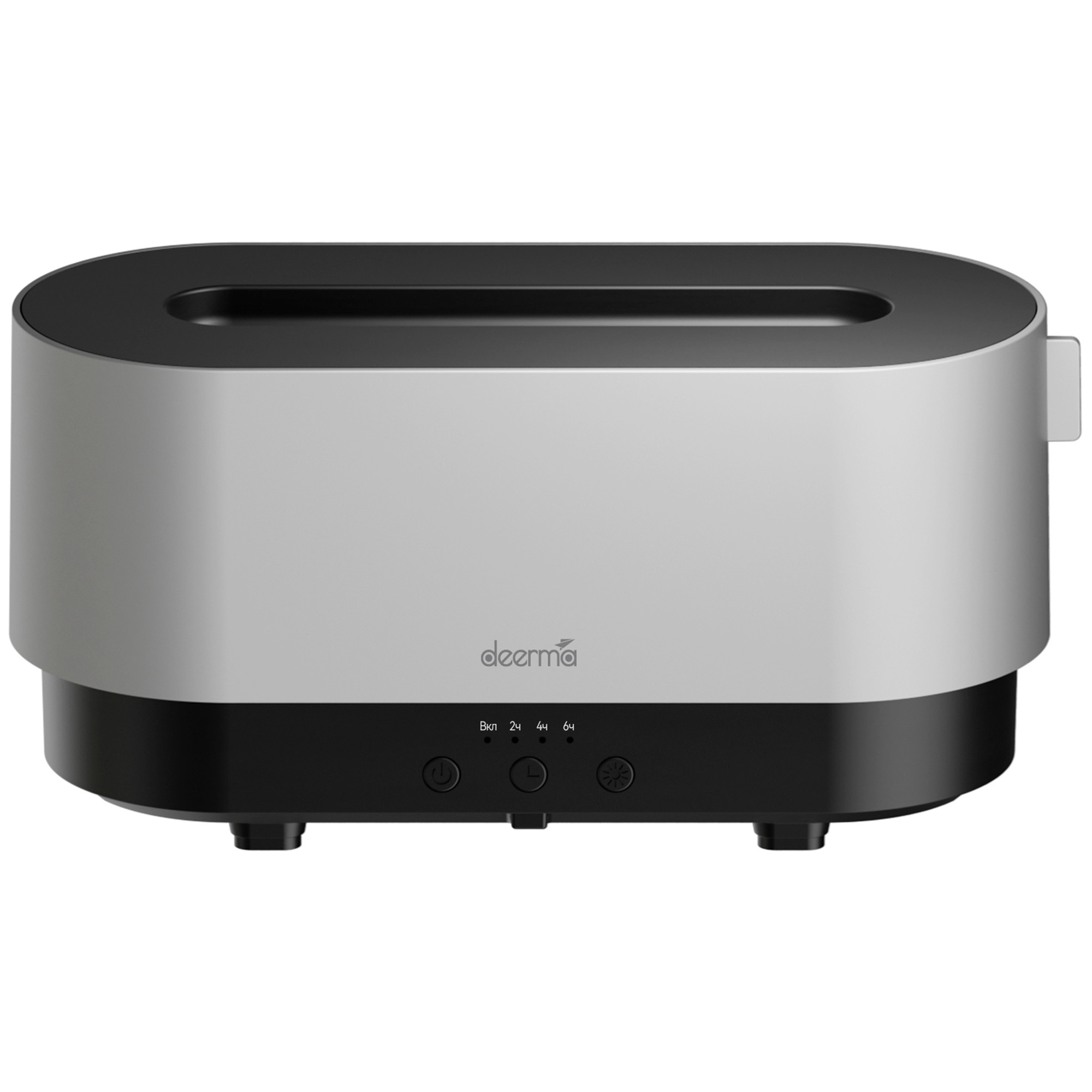 Srebrny i czarny toster z przyciskami sterowania i wyświetlaczem timera.
