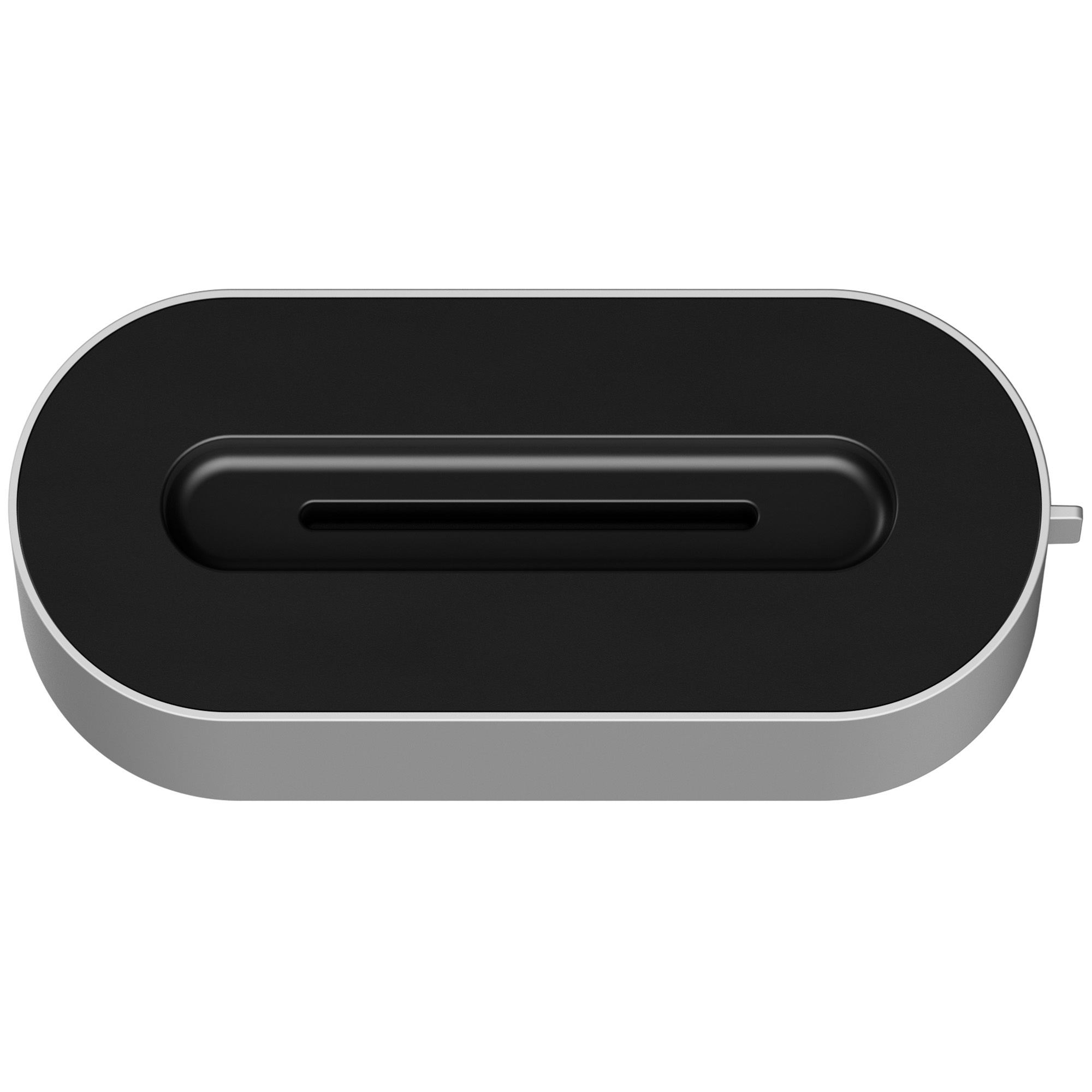 Srebrny port USB-C z czarnym środkiem.