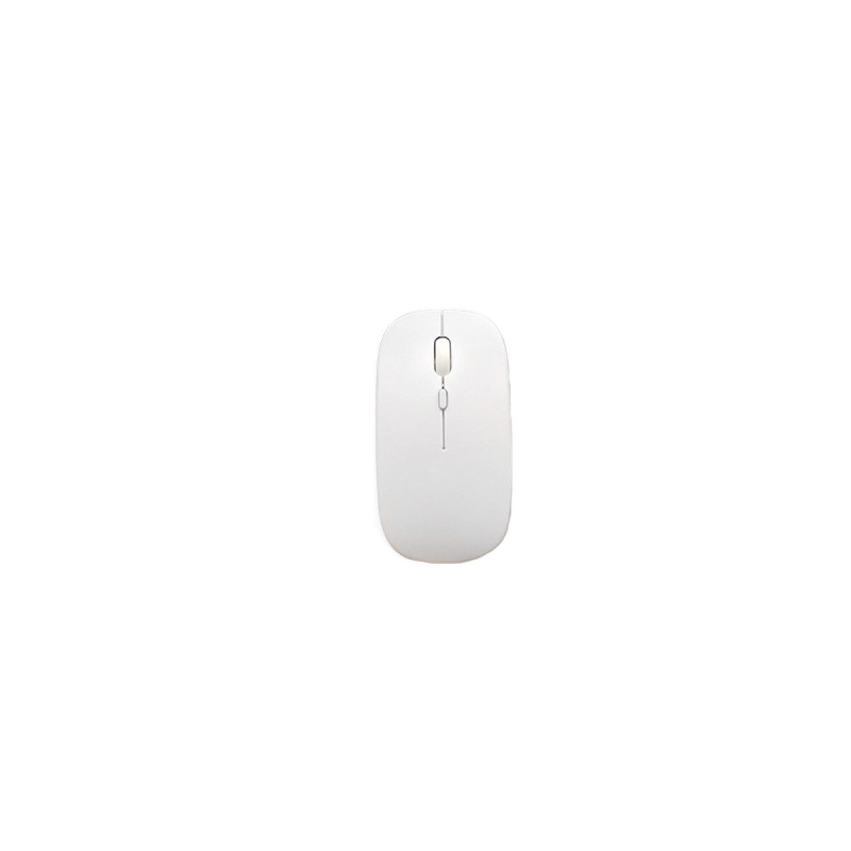 Eine weiße Computermouse mit zwei Knöpfen und einem Rad, auf weißem Hintergrund.