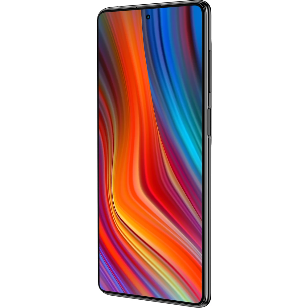 Renkli, akıcı duvar kağıdı gösteren bir akıllı telefon.