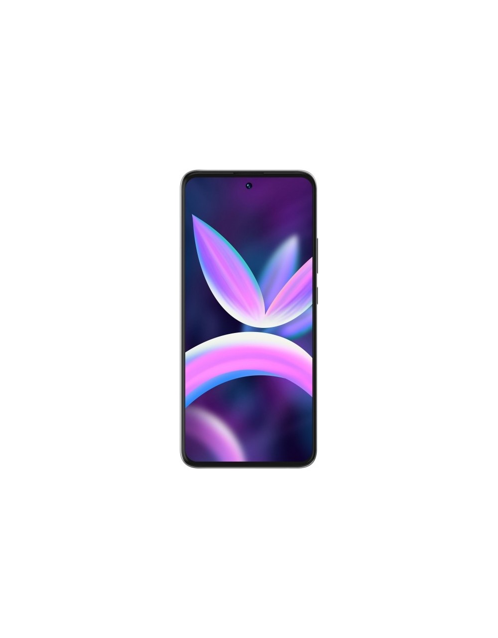 Koyu arka plan üzerinde soyut renkli şekiller gösteren bir akıllı telefon.